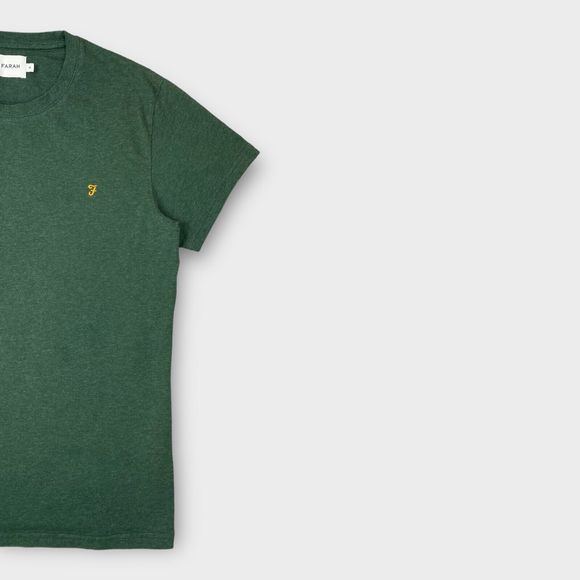 Farah Men's Medium Crew Neck Embroidered Logo Short Sleeve T Shirt Heather Green - Picture 3 of 8